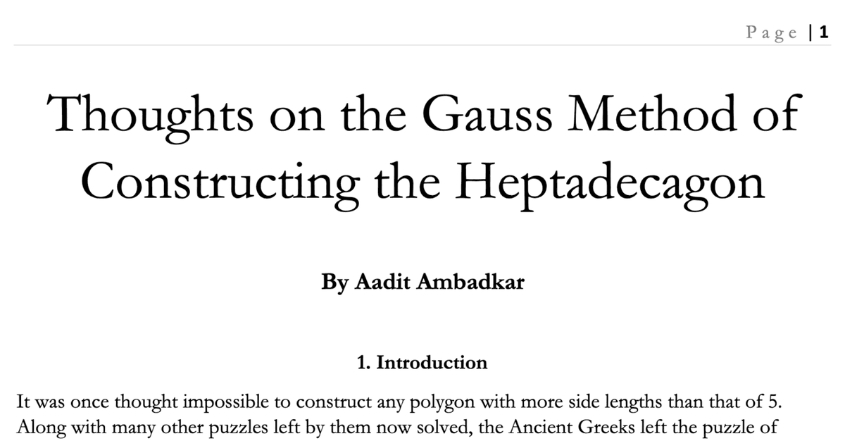 The Constructability of the Regular Heptadecagon