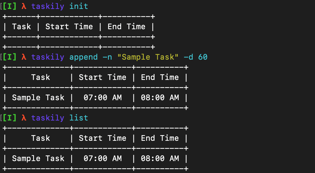 Taskily CLI